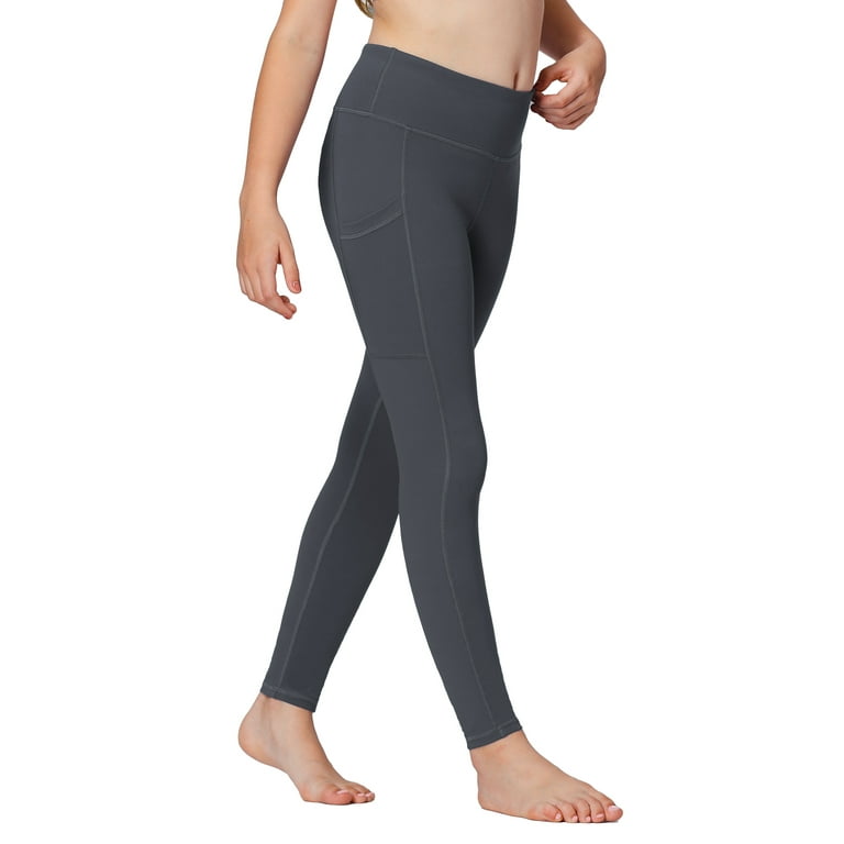Stelle Girls' High Rise Athletic Leggings with Side Pockets,High Waisted  Kids Dance Running Yoga Pants Soft Stretchy Workout Active Leggings Dance