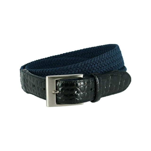 CTM® Ceinture Tressée Élastique Extensible avec Pattes d'Extrémité à Imprimé Croco (Hommes Grande Taille et Taille Forte)