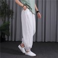 thumbnail image 4 of Edvintorg Lightweight Pants Women Fashion Solid Casual Summer Elastic High Waist Cotton Linen Pants with Pockets Trousers Women White XXL, 4 of 7