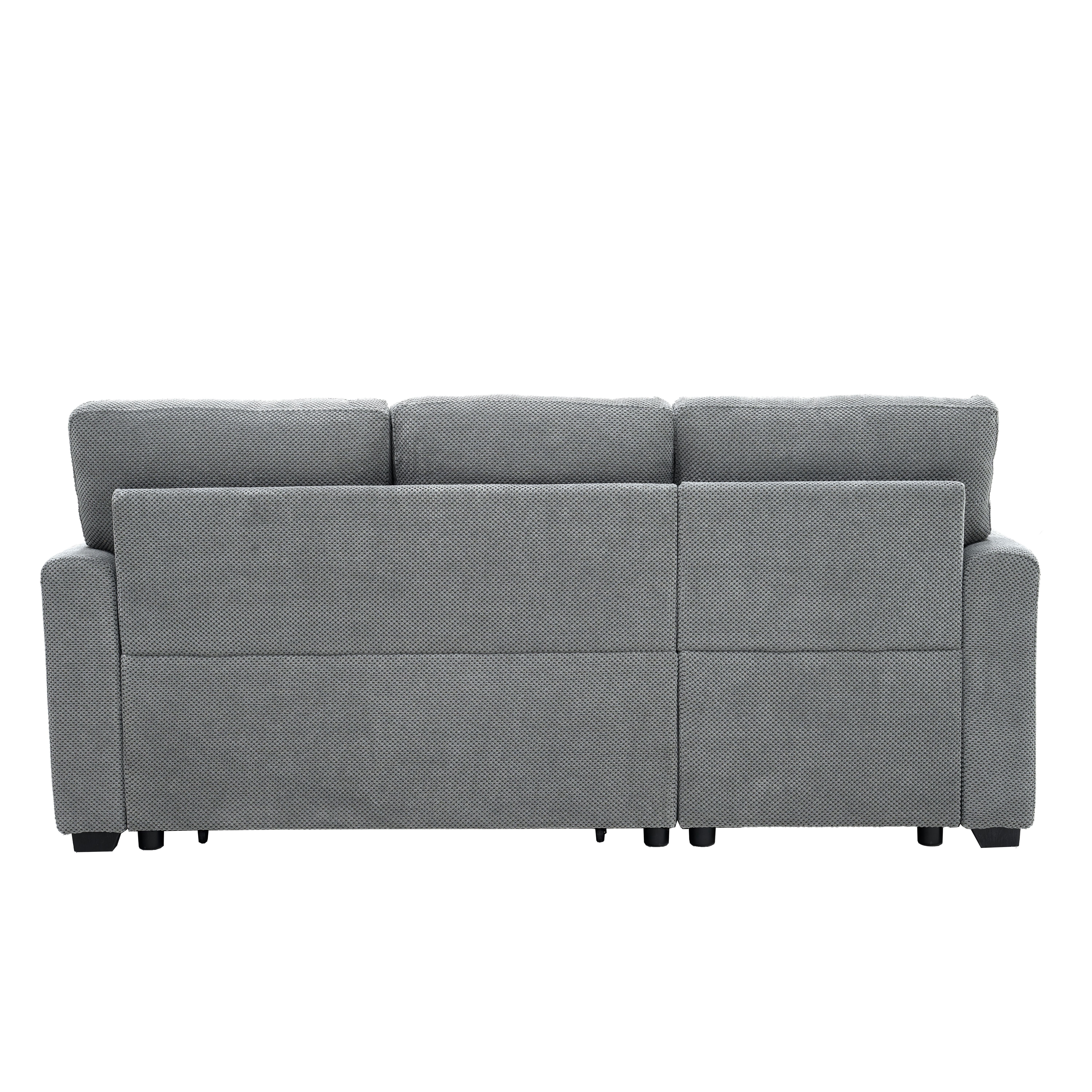 Howcool Sectional Sleeper Sofa with Pull-Out Bed,Reversible Storage Chaise,L-Shaped Convertible Couch for Small Living Room,Light Gray,Coffee Bean