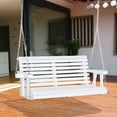 thumbnail image 2 of Outdoor Porch Swing: 46-Inch White 2-Seater Bench with Drink Holders, 440 lb Weight Capacity, 2 of 10