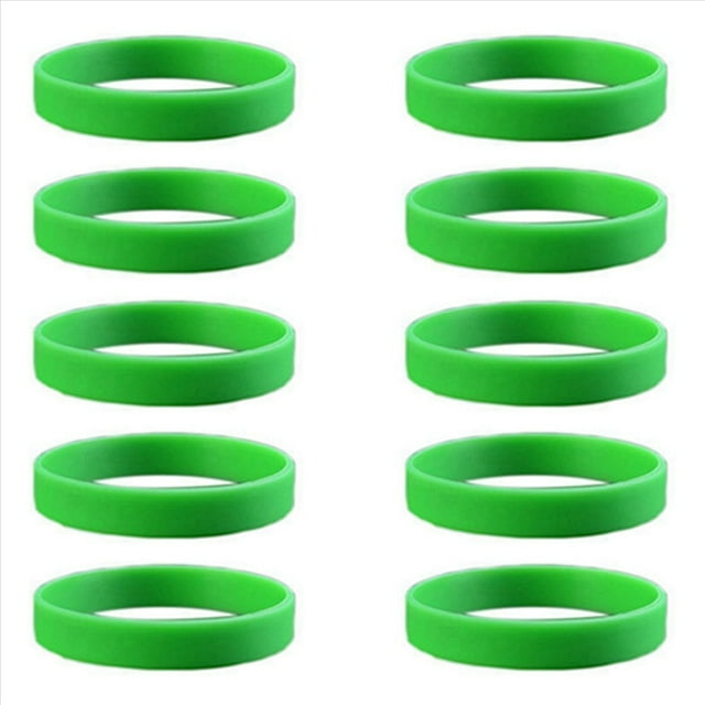 10X Brazalete de Puno Munequera Pulsera de Elasticidad de Moda de Goma de Silicona Verde