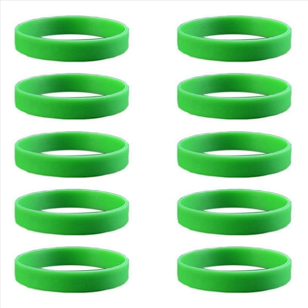 10X Brazalete de Puno Munequera Pulsera de Elasticidad de Moda de Goma de Silicona Verde