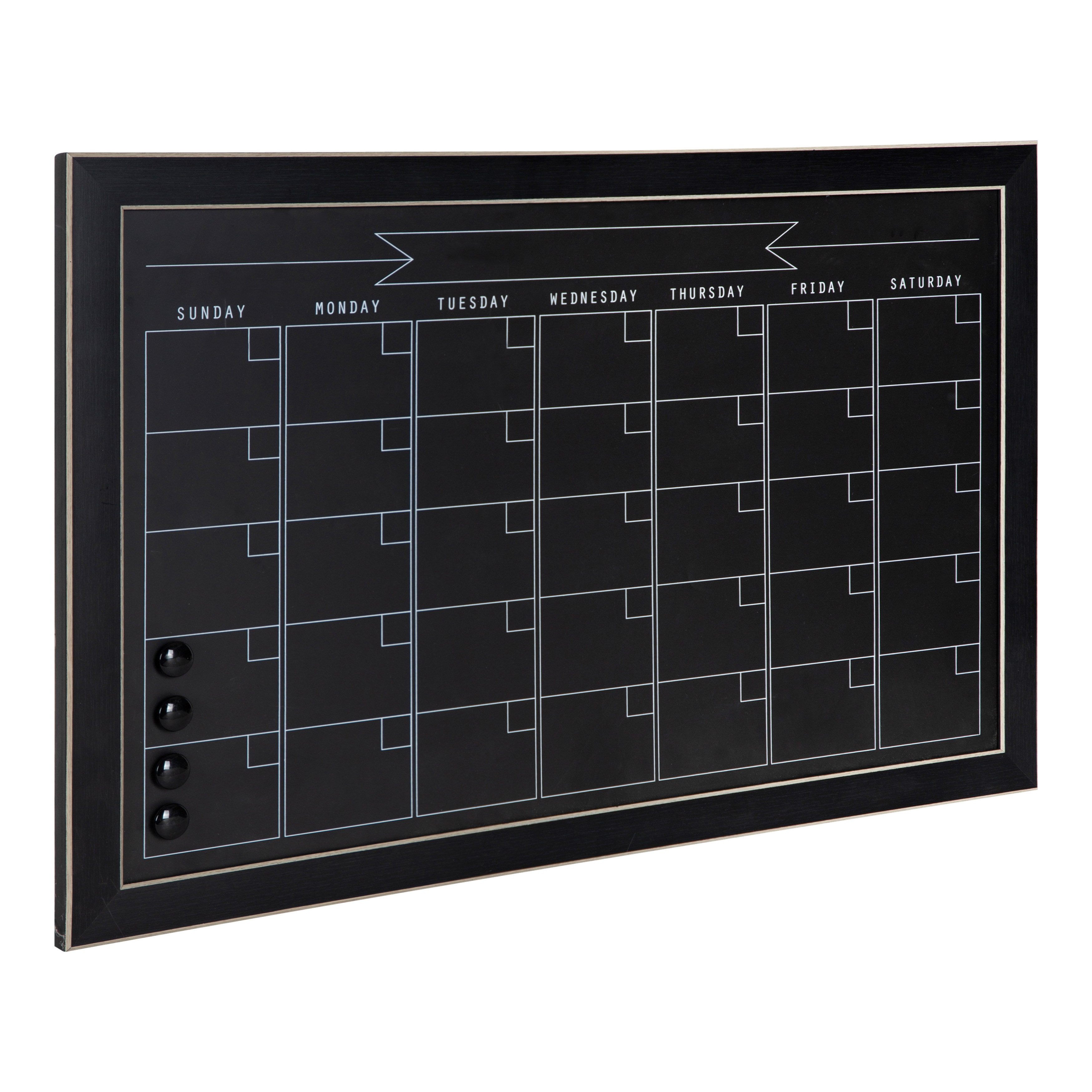 DesignOvation Wyeth Framed Magnetic Chalkboard Monthly Calendar, 17" x