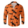 thumbnail image 2 of Huresd Halloween Mens Button Down Long Sleeve Shirt Cotton Linen Wrinkle Free Bat Dress Shirts Casual Shirts Pocket Black L, 2 of 4