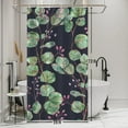 thumbnail image 6 of Stall Shower Curtain, Green Eucalyptus Small Shower Curtain for Bathroom Pink Floral Waterproof Fabric Narrow Black Shower Curtain Set with Hooks, 36x72 Inch, 6 of 6