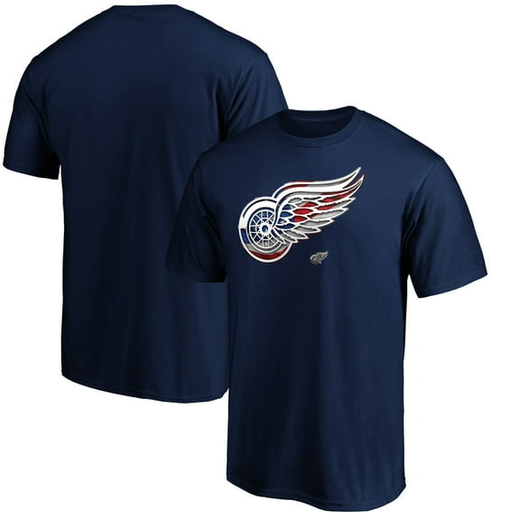 Men's Navy Detroit Red Wings Banner Wave Logo T-Shirt