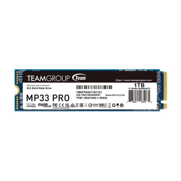 Team Group MP33 PRO M.2 2280 1TB PCIe 3.0 x4 with NVMe 1.3 3D NAND Internal Solid State Drive (SSD) TM8FPD001T0C101