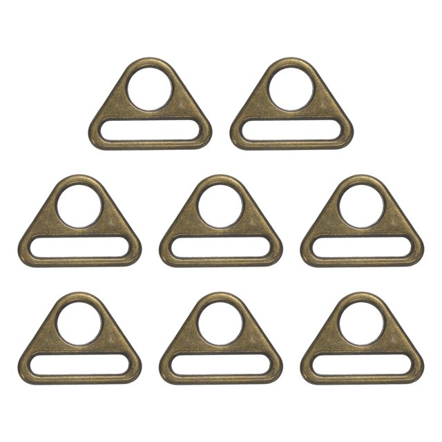 Uxcell 8 Pcs 1 1/4 pulgadas ajustador de hebilla triangular D Rings para correas de bolso, llavero, cinta de cuello Bronce