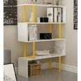 thumbnail image 3 of Decorotika ADR50BCB05 36 x 12 x 50 in. Adriana 4-Shelf Geometric Bookcase - Yellow & White, 3 of 5