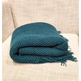thumbnail image 3 of Fennco Styles Textured Knit Solid Fringe Throw Blanket 50" W x 60" L - Teal Waffle Pattern Light Weight Blanket for Sofa, Couch, Living Room and Bedroom Décor, 3 of 4
