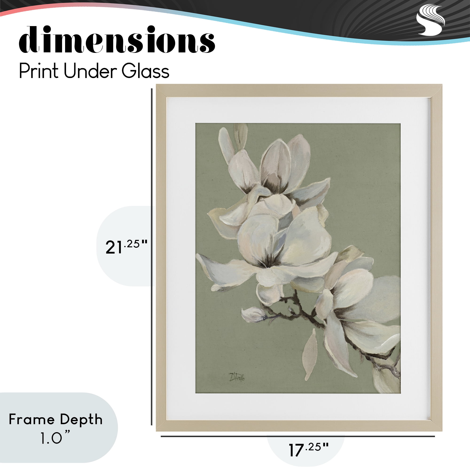 Stupell Industries Magnolias on Sage Florals Birch Framed Print Under Glass, design by Patricia Pinto