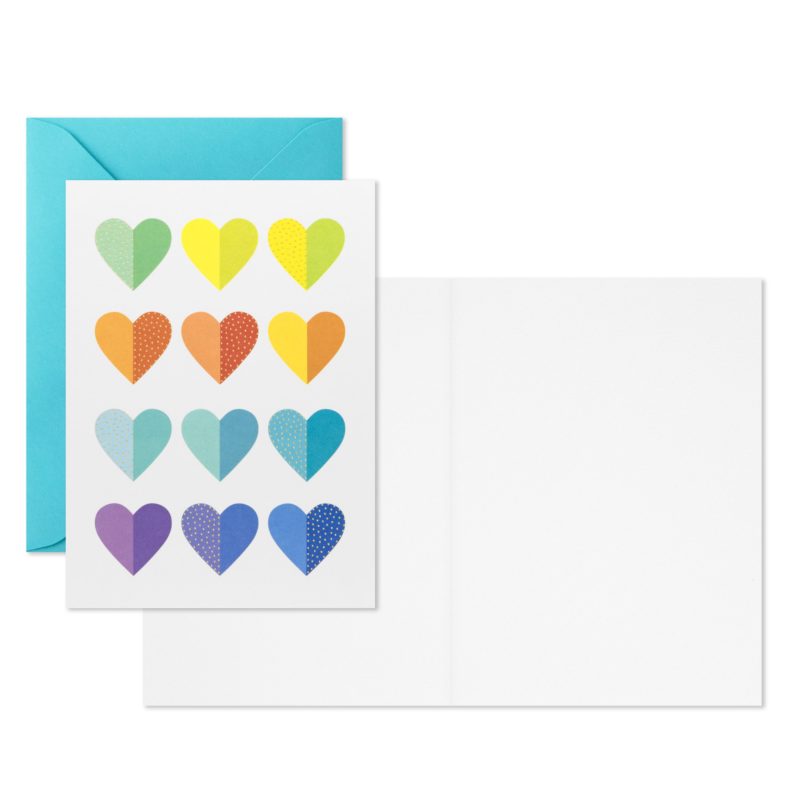 Hallmark Blank Notes (Colorful Rows of Hearts), Pack of 10