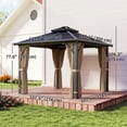 thumbnail image 3 of Outsunny Pavillon à Toit Rigide en Polycarbonate 10 Pieds x 10 Pieds avec Rideaux, Kaki, 3 of 10