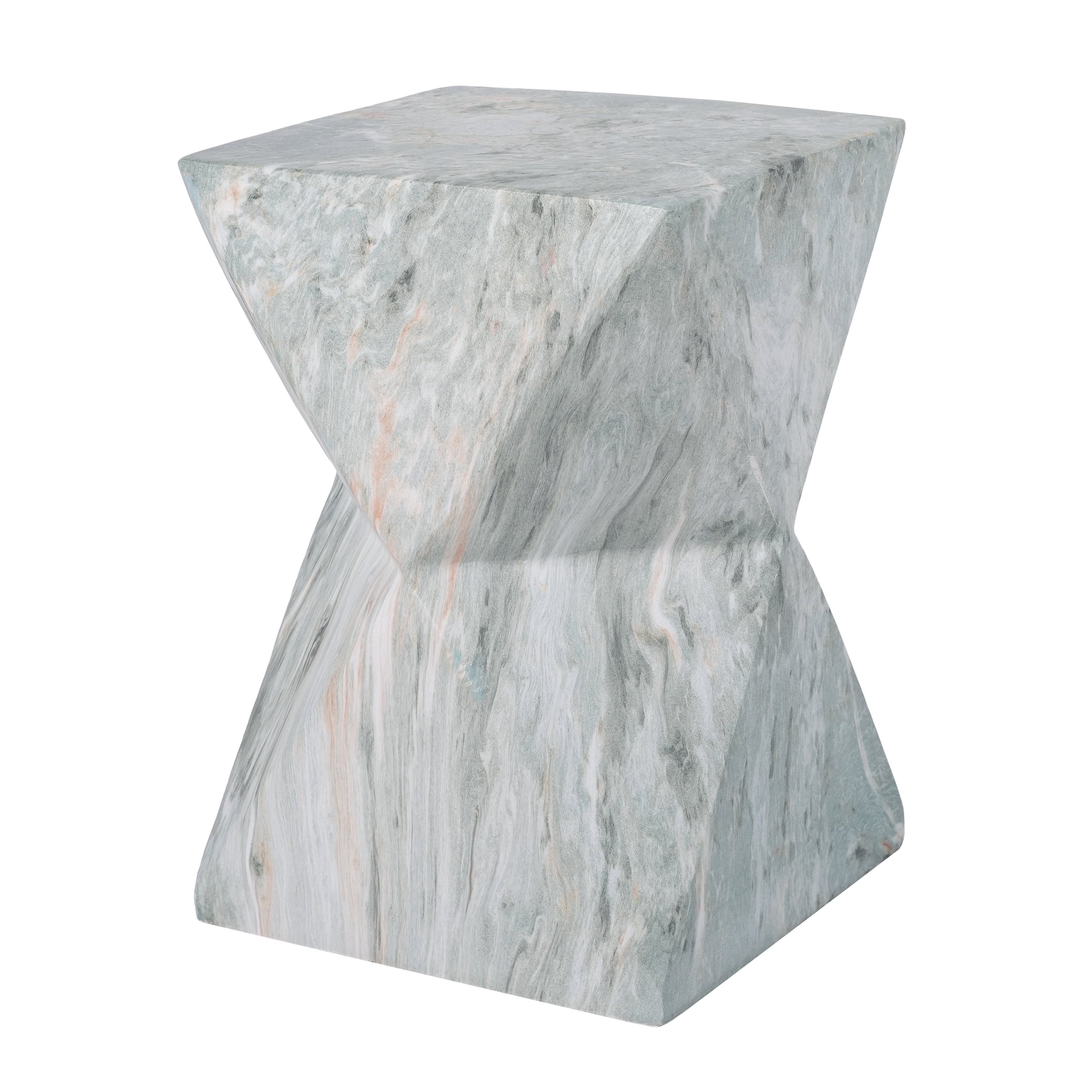 Mintazer 18.5"H Modern Geometric Hourglass MGO Side Table, Indoor & Outdoor Sculptural Accent End Table Plant Stool for Living Room Bedroom Patio Garden, Green