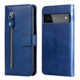 thumbnail image 1 of Case for Google Pixel 6 5G Zipper Pocket Wallet Leather Case Magnetic Closure Flip Cover - Blue, 1 of 5