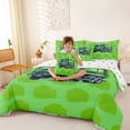 thumbnail image 3 of Castle Fairy Watercolor Garbage Truck Bedding Comforter Set 7pcs for Teens, Minimal Solid Background Queen Bedding Sets for Bedroom, Green, 3 of 7