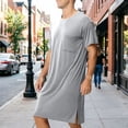 thumbnail image 5 of QSAWXQZ Men's Sleepshirt Crew Neck Short Sleeve Knee Length Breathable Lounge Nightshirt Sleepwear with Pocket 3XL, 5 of 9