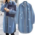 thumbnail image 2 of Vedolay Womens 2023 Denim Jackets Womens Denim Jacket Casual Long Sleeve Jean Jacket with Pockets,Dark Blue XL, 2 of 3