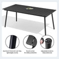 thumbnail image 2 of Crestlive Products 70" Patio Outdoor Dining Table for 6, Sturdy Aluminum Frame Wood-Grain Top with Umbrella Hole, Black, 2 of 9