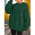 thumbnail image 5 of Women Oversized Sweatshirts Hoodie Fleece Crew Neck Long Sleeve Sweaters Comfy Fall Fashion Outfits Dark Green S, 5 of 9
