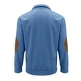 thumbnail image 4 of Mens Corduroy Sweatshirt Quarter Button Vintage Stand Collar Pullover Shirt Loose Fitting Hoodless Long Sleeve Tops Sky Blue S, 4 of 4