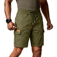 thumbnail image 2 of Nestiefly Cargo Shorts for Men Drawstring Elastic Waist Relaxed Fit Summer Breathable Outdoor Hiking Beach Work Shorts Multi-Pocket Army Green 2XL, 2 of 6