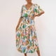 thumbnail image 2 of Vestido de tirantes estampados de manga corta con cuello en V a la moda de verano para mujer Fridja bnh3988, 2 of 9