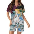 thumbnail image 2 of Alice in Wonderland Women Pajamas Set Short Sleeve Sleepwear Button Down Nightwear Soft Pjs Set with Pockets, 2 of 8