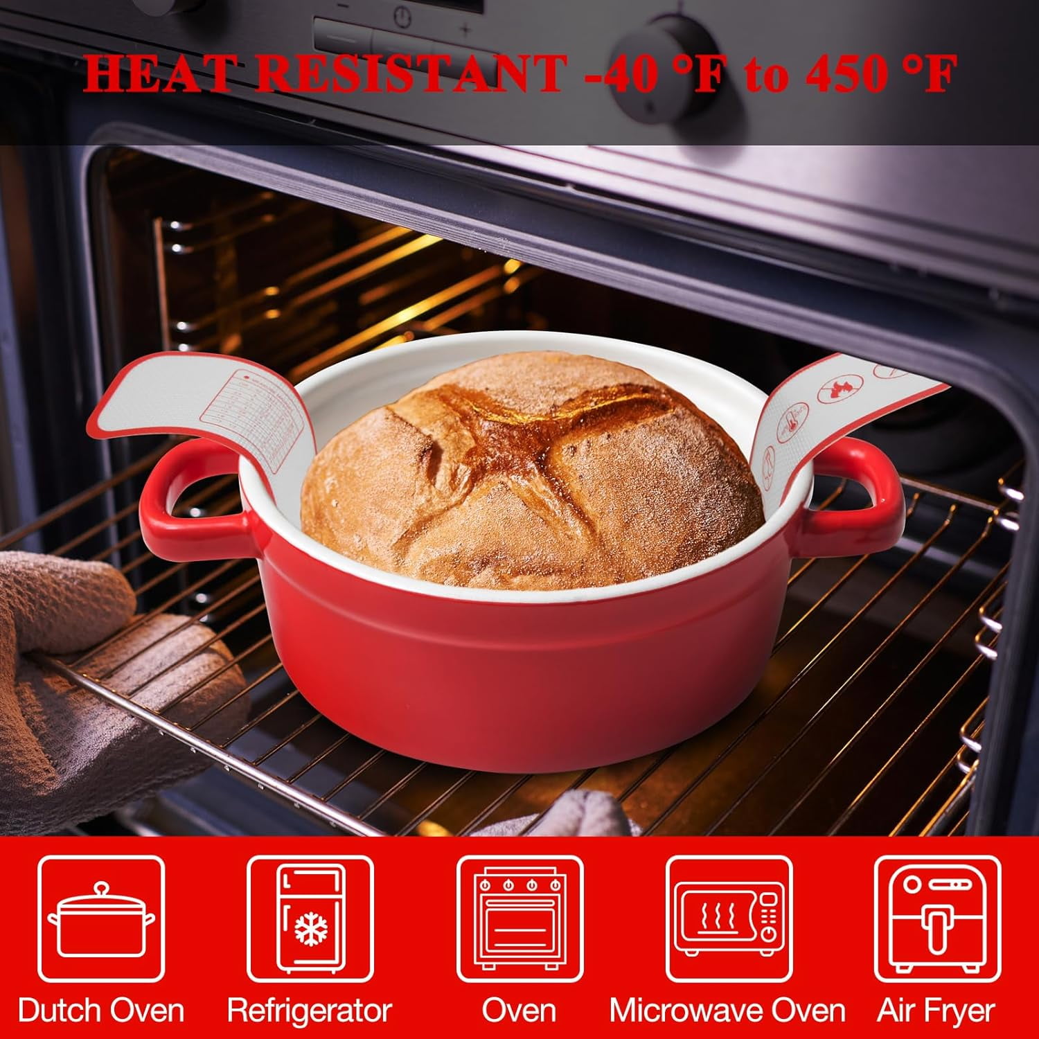 Silicone Bread Sling for Dutch Oven Baking Mat With Extra Long Handles Sourdough Supplies Non-Stick Reusable Heat Resistant Food Grade Cooking Sheets Liners 2 PCS
