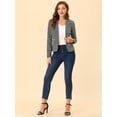 thumbnail image 3 of INSPIRE CHIC Blazer a rayas con cierre de botón y bolsillo con solapa con muesca para mujer Gris blanco XL, 3 of 6