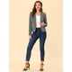 thumbnail image 3 of INSPIRE CHIC Blazer a rayas con cierre de botón y bolsillo con solapa con muesca para mujer Gris blanco XL, 3 of 6