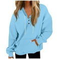 thumbnail image 2 of Topvent Women's Casual Fashion Long Sleeve Solid Color Button Pullover Hoodies Sweatshirt Top, 2 of 5