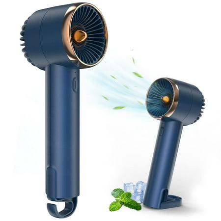 

Mini Desk Fans Portable Rechargeable Small Hand Held Fan with Hanging Hook 2000mAh USB Personal Cooling Turbo Fan Pocket Size with 3 Speeds for Indoor Outdoor Travel（blue）