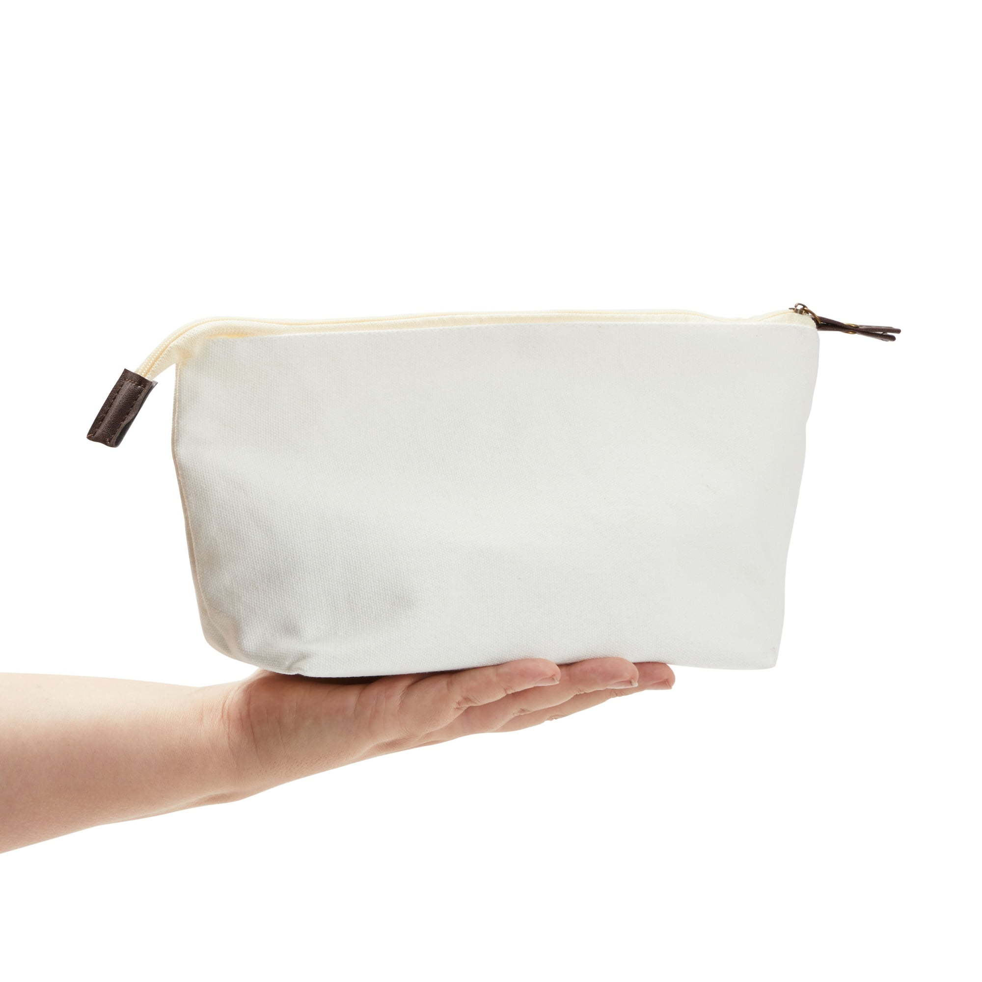 Creamy White Makeup Bag, Unique Cosmetic Bag, Minimalist Pouch