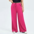 thumbnail image 5 of Swuxness Women Casual Straight Leg Pants, Women Plus Size Long Pants, Women Solid Color High Waisted Loose Fitted Lifting Butt Running Wide Leg Yoga Pants Hot Pink, XXXL, 5 of 5