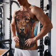 thumbnail image 5 of Gukieu Oil Painting Style Iceberg Yak Print Men's Quick Dry Fitness Vest, Round Neck Sleeveless Fitness Bodybuilding Top-4X-Large, 5 of 7
