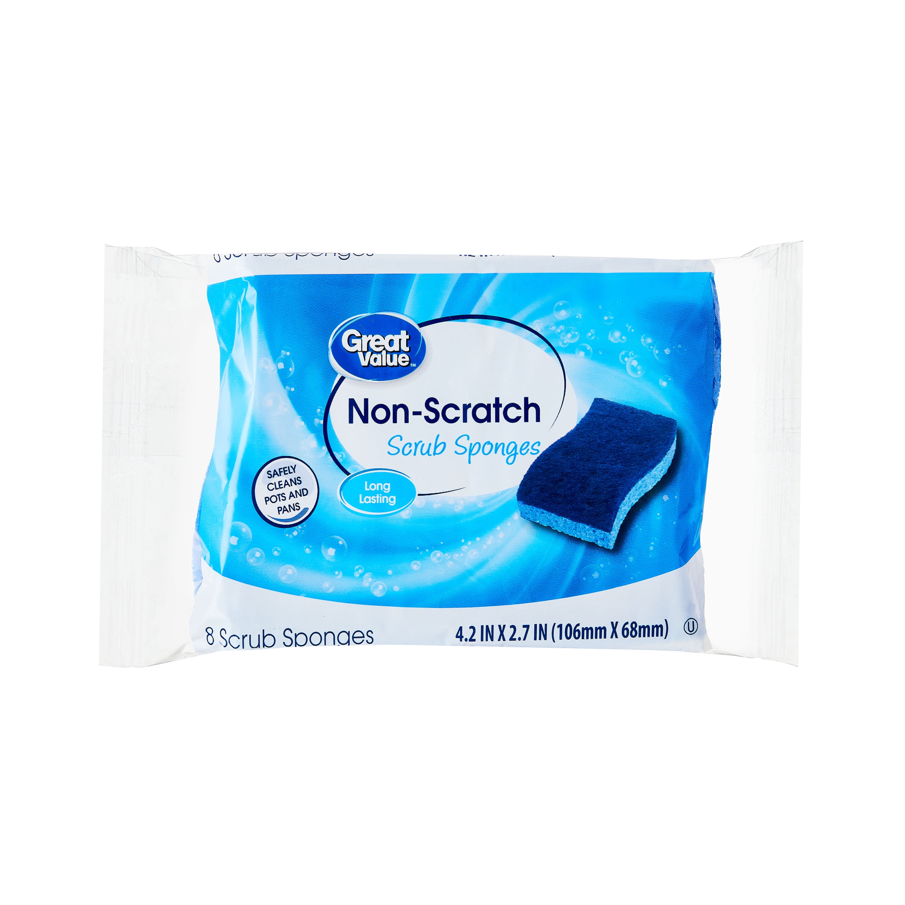 (3 pack) Great Value Non-Scratch Scrub Sponges, 8 Count