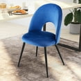 thumbnail image 4 of Gymax Dining Chair Set of 2 Velvet Upholstered Side Chair w/ Metal Base for Living Room Blue, 4 of 9