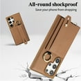 thumbnail image 4 of TECH CIRCLE for Galaxy S24+ Wallet Case with Card Holder, Lanyard Wrist Strap Loop Holder Kickstand RFID Blocking Finger Grip Ring PU Leather Shockproof Cover for Galaxy S24+ 6.7",Brown, 4 of 8