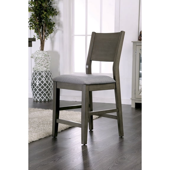 CoSoTower Gray Counter Height Dining Chairs Padded Fabric Seat Set of 2Pc Chairs Kitchen Dining Room Panel Back