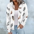 thumbnail image 4 of Full Zip up Hoodie Jackets with Pockets Womens Hooded Fashion Print Casual Zipper Sports Sweatshirt Coat Tops (X-Large, White 01), 4 of 6