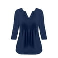 thumbnail image 6 of Yigetop Womens Tops! 3/4 Sleeve Blouses for Women Casual V Neck Summer Tops for Women with Leggings Pleated Curved Tunic 3/4 Sleeve Tops for Women Blue L, 6 of 6