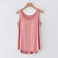 thumbnail image 2 of lcziwo Wide Strap Camisole for Women Model Built in Bra Summer Round Neck Tank Tops Solid Color Cozy Sleeveless Blouse Pink M, 2 of 6