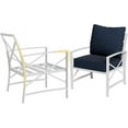 thumbnail image 4 of SUNLEI 3 Pcs Patio Outdoor Furniture Set, Porch Chairs Conversation Sets with Glass Coffee Table, Outside Metal Sofa Set for Garden, Balcony, Poolside, Backyard, Blue, 4 of 8