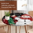 thumbnail image 4 of Black Snowman Christmas Round Tablecloth, Fitted Table Cover with Elastic for 36"-44" Round Tables, Snowflake Xmas Tree Winter Elk Table Cloth Outdoor Indoor Dinning Party Waterproof Tablecloths, 4 of 7