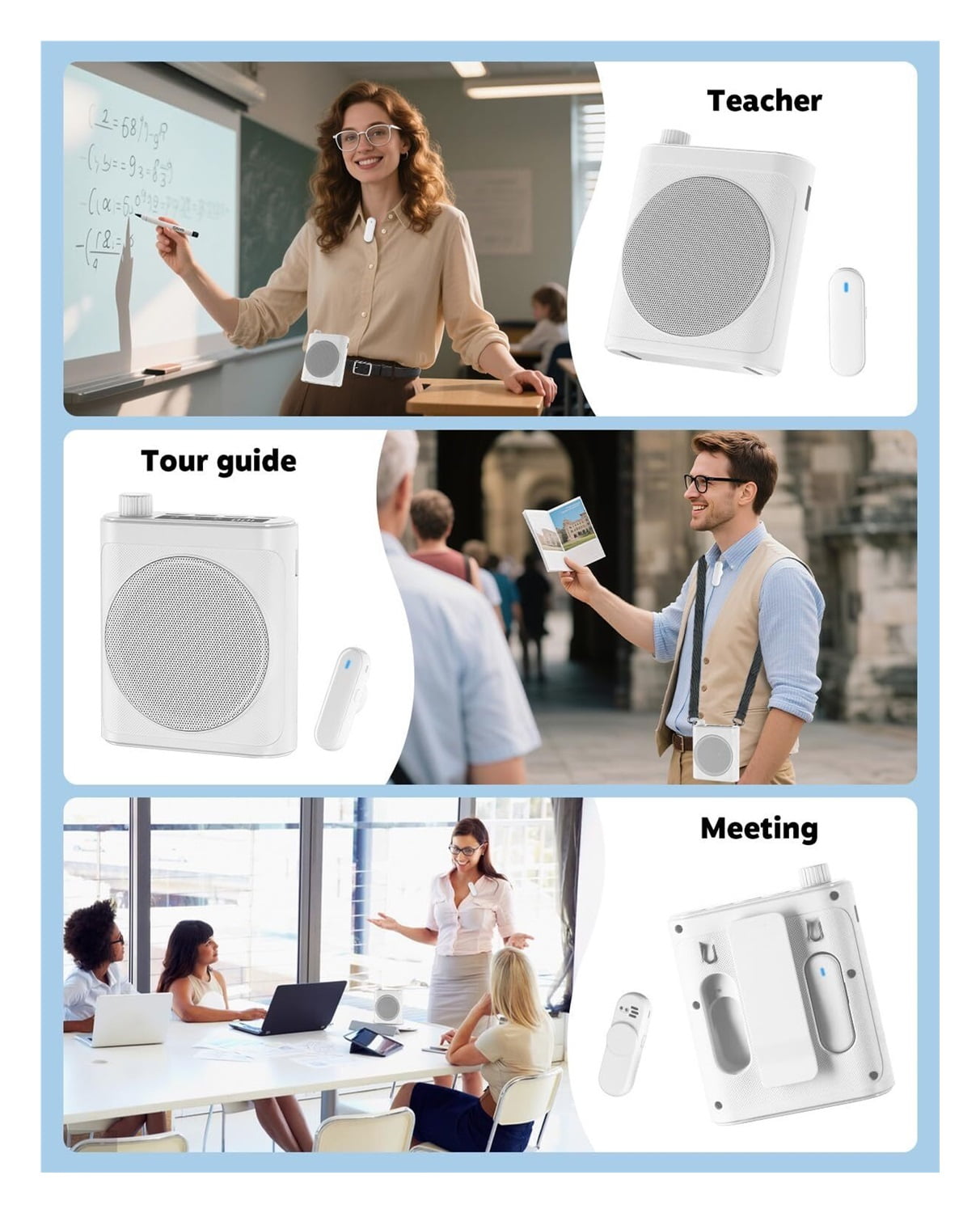 Voice Amplifier for Teachers with Wireless Magnetic Lavalier Microphone, Bluetooth Portable Rechargeable Speaker, 2 Mics for Classroom, Meetings, Speeches, Outdoor