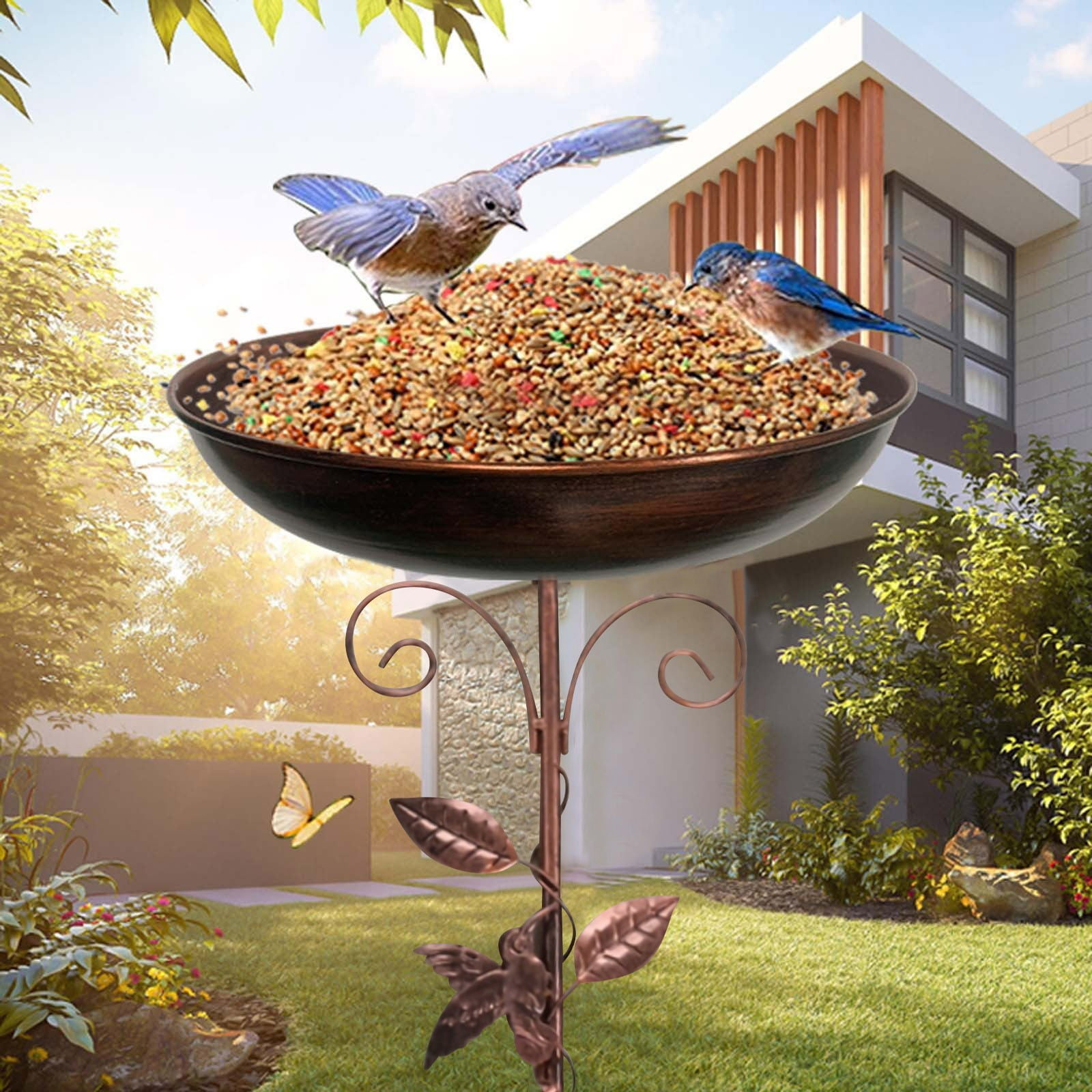 Bird Bath, Standing Diameter, Rustproof Bath for Outdoor Garden, Sturdy Construction