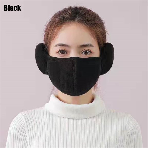 Women Female Cycling Earlap Windproof Cold-proof Earmuffs Fleece Mouth Cover Ear Warmer Warm Masks BLACK