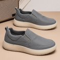 thumbnail image 5 of Domuza Men's Slip On Canvas Loafers, Breathable Woven Fabric Casual Walking Shoes, Lightweight Cushioned Platform Slip In Sneakers for Daily Wear Gray 8.5 (EU-42), 5 of 5